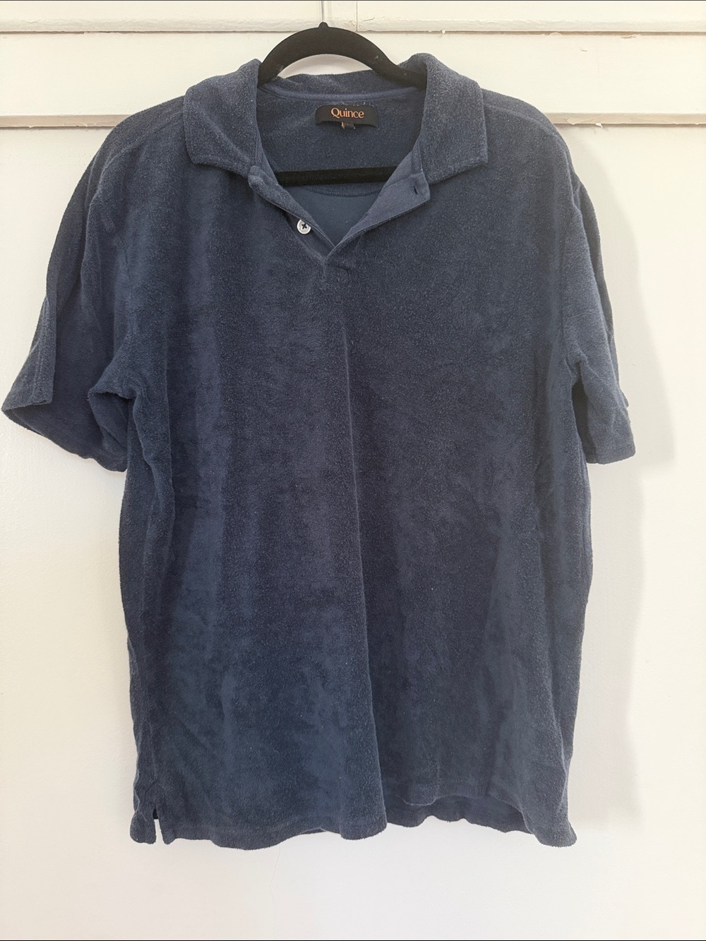 Quince Men's Navy Terry Polo Shirt Large